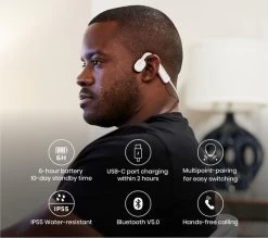AFTERSHOKZ OpenMove Wireless Bluetooth Headphones - Alpine White -Audio Bliss Boutique 10218960 011