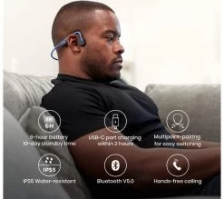 AFTERSHOKZ OpenMove Wireless Bluetooth Headphones - Elevation Blue -Audio Bliss Boutique 10218961 011