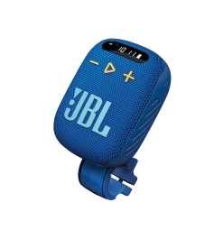 JBL Wind 3 FM Bluetooth Handlebar Speaker 26 JBL Wind 3 FM Bluetooth Handlebar Speaker -Audio Bliss Boutique CA JBL Wind3 Blue Bicycle Backview 20221102 RT V1