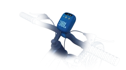 JBL Wind 3 FM Bluetooth Handlebar Speaker 27 JBL Wind 3 FM Bluetooth Handlebar Speaker -Audio Bliss Boutique CA JBL Wind3 Blue Bicycle Backview 20221102 RT V1 Joanna