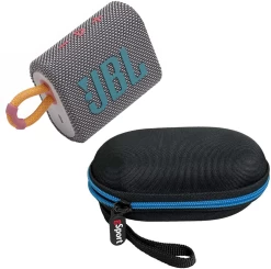 JBL GO 3 Portable Waterproof Speaker With Deluxe GSport Hardshell Case -Audio Bliss Boutique Gray
