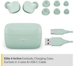 JABRA Elite 4 Active Wireless Bluetooth Noise-Cancelling Sports Earbuds - Mint -Audio Bliss Boutique M10234001 green 012