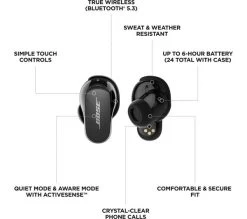 BOSE QuietComfort II Wireless Bluetooth Noise-Cancelling Earbuds - Triple Black -Audio Bliss Boutique M10242854 black 010