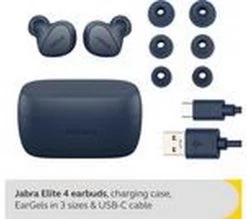 JABRA Elite 4 Wireless Bluetooth Noise-Cancelling Earbuds - Navy -Audio Bliss Boutique M10248484 blue 004