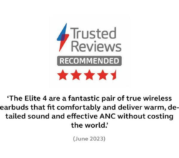 JABRA Elite 4 Wireless Bluetooth Noise-Cancelling Earbuds - Dark Grey 4 JABRA Elite 4 Wireless Bluetooth Noise-Cancelling Earbuds - Dark Grey - Image 2