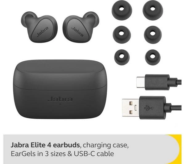 JABRA Elite 4 Wireless Bluetooth Noise-Cancelling Earbuds - Dark Grey 8 JABRA Elite 4 Wireless Bluetooth Noise-Cancelling Earbuds - Dark Grey - Image 6