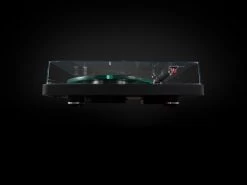 NAD Electronics C 588 2-Speed Turntable With 9" Carbon Fiber Tonearm (Black) -Audio Bliss Boutique NAD C 588 Front with Cover Black on Black