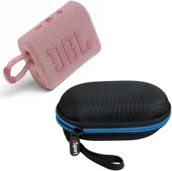 JBL GO 3 Portable Waterproof Speaker With Deluxe GSport Hardshell Case -Audio Bliss Boutique Pink