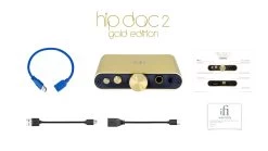 IFi Hip-dac2 Portable Balanced DAC Headphone Amplifier With USB Input 3.5mm Unbalanced 4.4mm Balanced Outputs -Audio Bliss Boutique Whats in the box hip dac 2 gold 01 jpg
