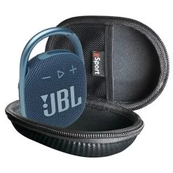 JBL CLIP 4 Waterproof Portable Bluetooth Speaker Bundle With GSport Hardshell Case -Audio Bliss Boutique gSport Carbon Case CLIP4 Open blue