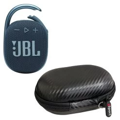 JBL CLIP 4 Waterproof Portable Bluetooth Speaker Bundle With GSport Hardshell Case -Audio Bliss Boutique gSport Carbon Closed CLIP4 Blue