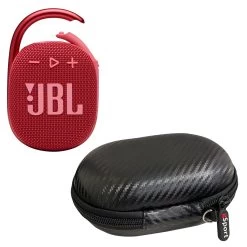 JBL CLIP 4 Waterproof Portable Bluetooth Speaker Bundle With GSport Hardshell Case -Audio Bliss Boutique gSport Carbon Closed CLIP4 red