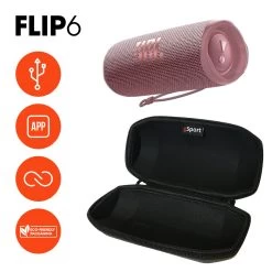 JBL FLIP 6 Portable Waterproof Speaker With GSport Carbon Fiber Case -Audio Bliss Boutique gSport Flip6 Bundle Info Pink