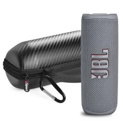 JBL FLIP 6 Portable Waterproof Speaker With GSport Carbon Fiber Case -Audio Bliss Boutique gSport Flip6 Bundle Standing Grey