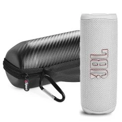 JBL FLIP 6 Portable Waterproof Speaker With GSport Carbon Fiber Case -Audio Bliss Boutique gSport Flip6 Bundle Standing White