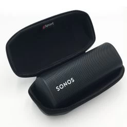 Sonos Roam Portable Smart Speaker With GSport Carbon Hardshell Travel Case -Audio Bliss Boutique gSport Sonos Roam Carbon Open Inside Perspective Black